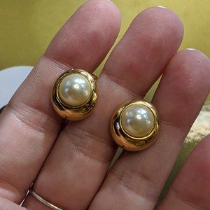 VTG Napier faux pearl goldtone classic earrings